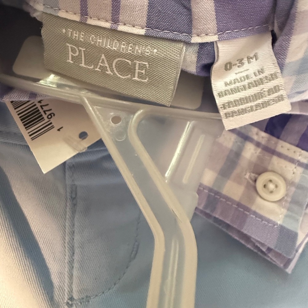 NWT The Childrens Place 100% Cotton Baby Boy 0-3M Plaid Bodysuit Picturesque Set - Picture 10 of 12